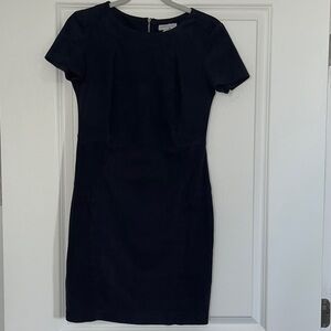Katherine Barclay elegant navy blue faux suede mini Dress